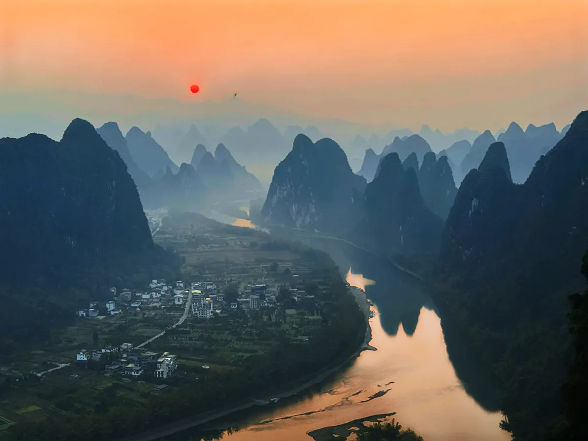 Karst peaks along the Li River in Guilin, China