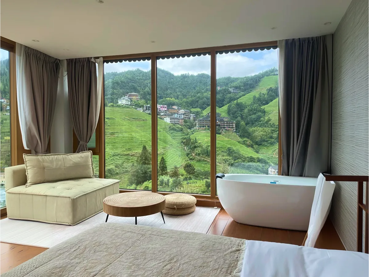 Morning at Longji Rice Terraces after an overnight stay